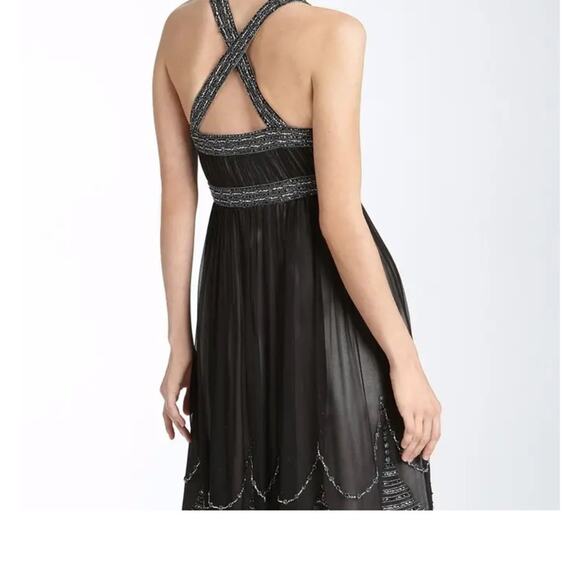Adrianna Papell Silk Chiffon Beaded Evening Dress - Picture 2 of 9